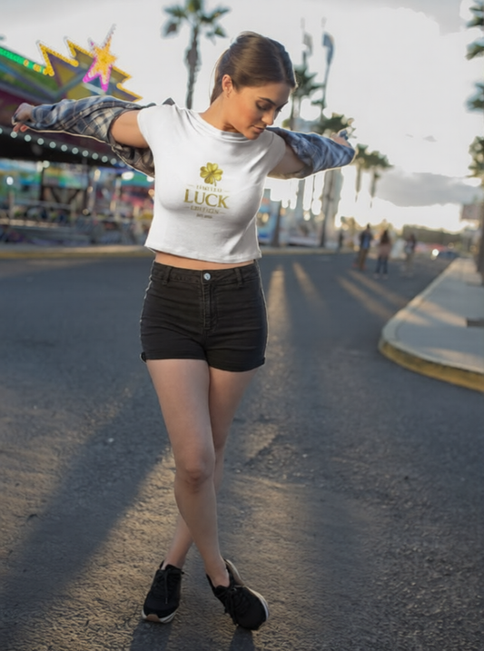 Golden Clover – Limited Luck Edition Korean Minimal Aesthetic Women’s Premium Cropped T-shirt| 240 GSM – Nayanasaara